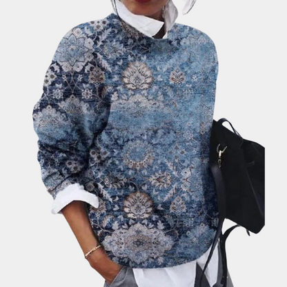 Image of Colleen | Women's Printed Relaxed Fit Pullover Sweater