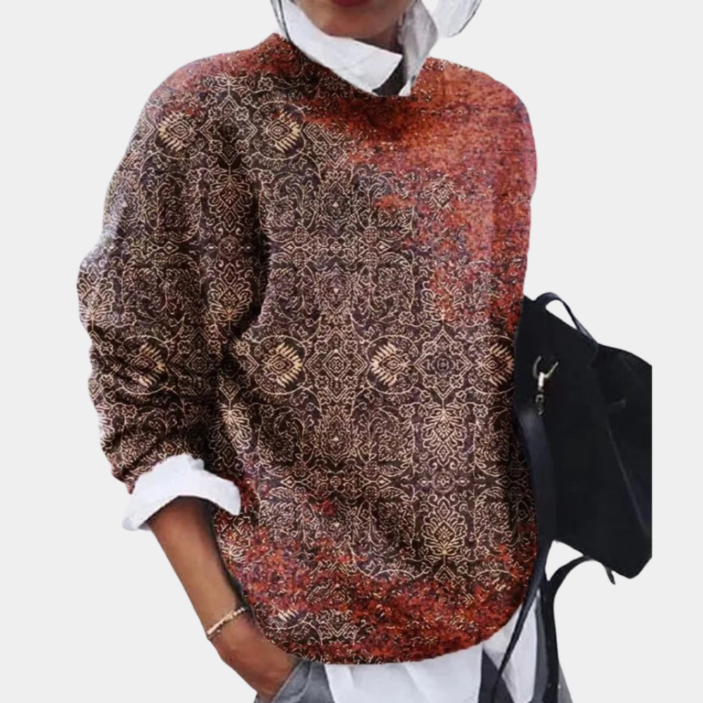 Image of Colleen | Women's Printed Relaxed Fit Pullover Sweater