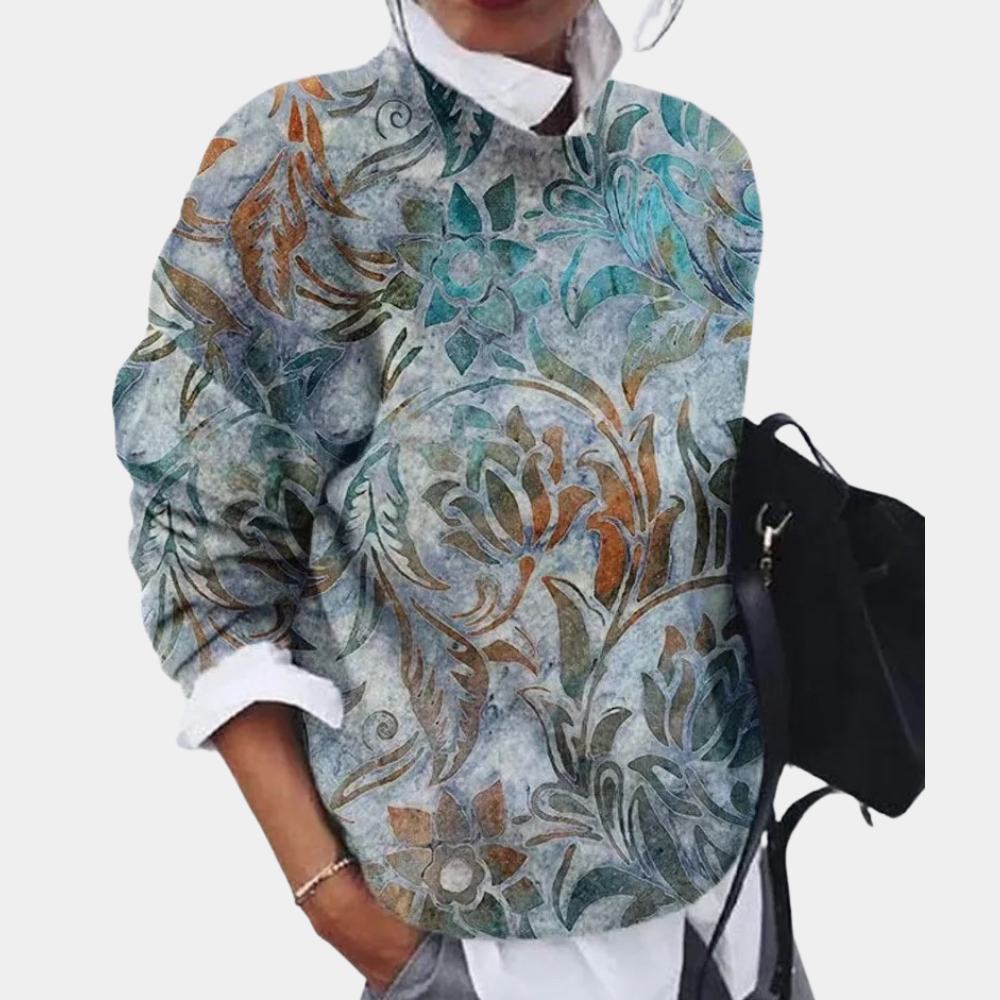 Image of Colleen | Women's Printed Relaxed Fit Pullover Sweater