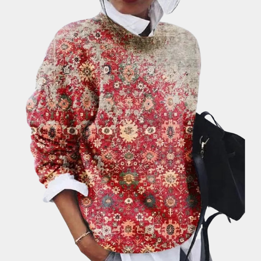 Image of Colleen | Women's Printed Relaxed Fit Pullover Sweater