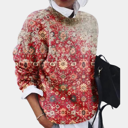 Image of Colleen | Women's Printed Relaxed Fit Pullover Sweater