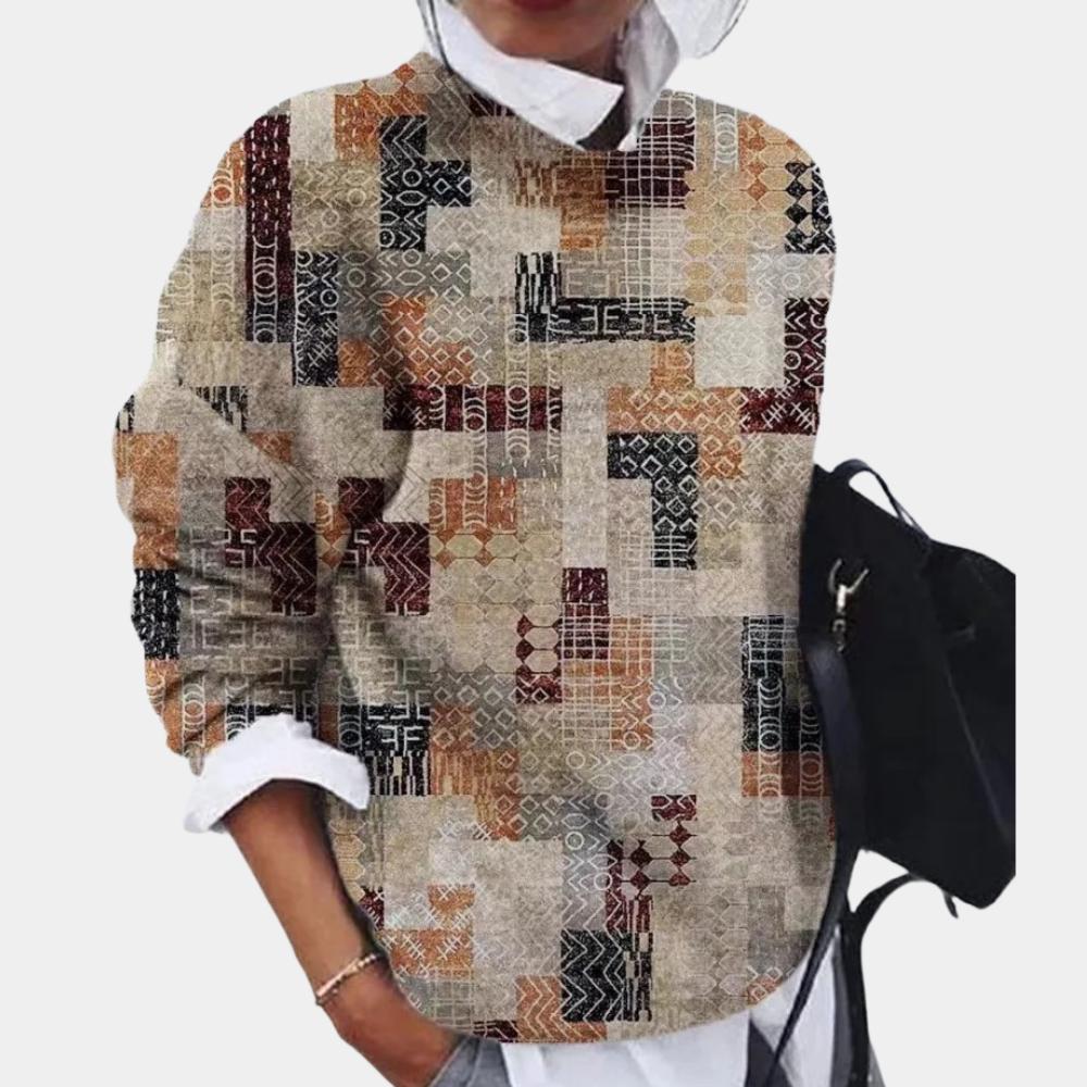 Women's Relaxed Fit Printed Pullover Sweater - VibreMode