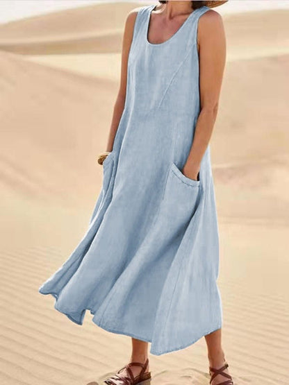 Relaxed Fit Women's Summer Maxi Dress with Pockets