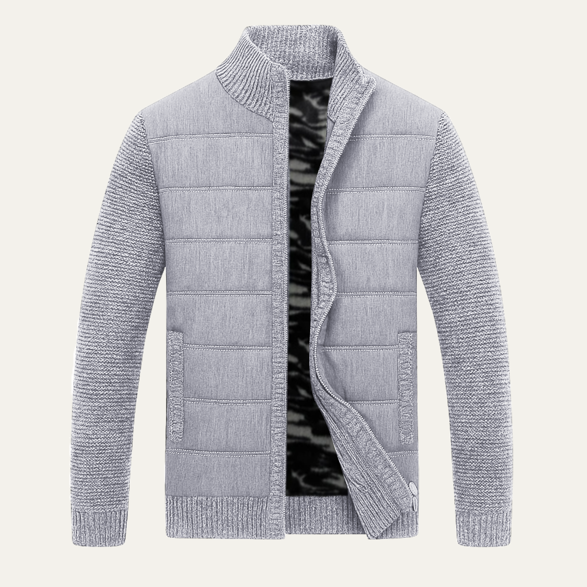 Men's Padded Zip Up Sweater Jacket - VibreMode