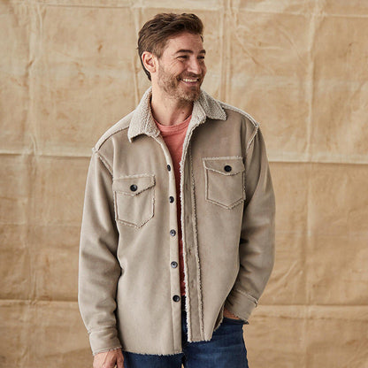 Men's Sherpa Collar Button Down Jacket - VibreMode