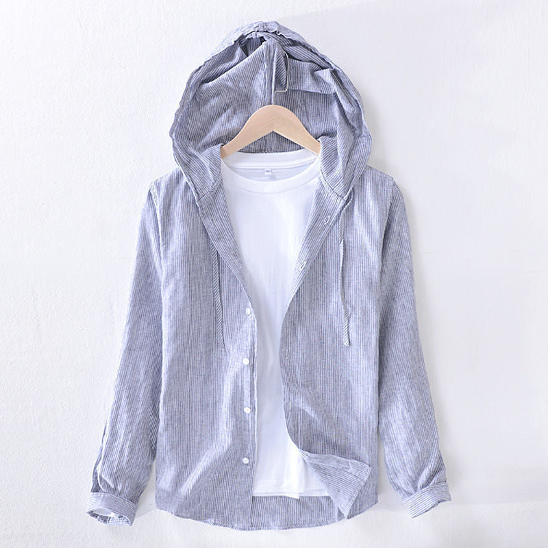 Men's Hooded Button Down Shirt Long Sleeve - VibreMode