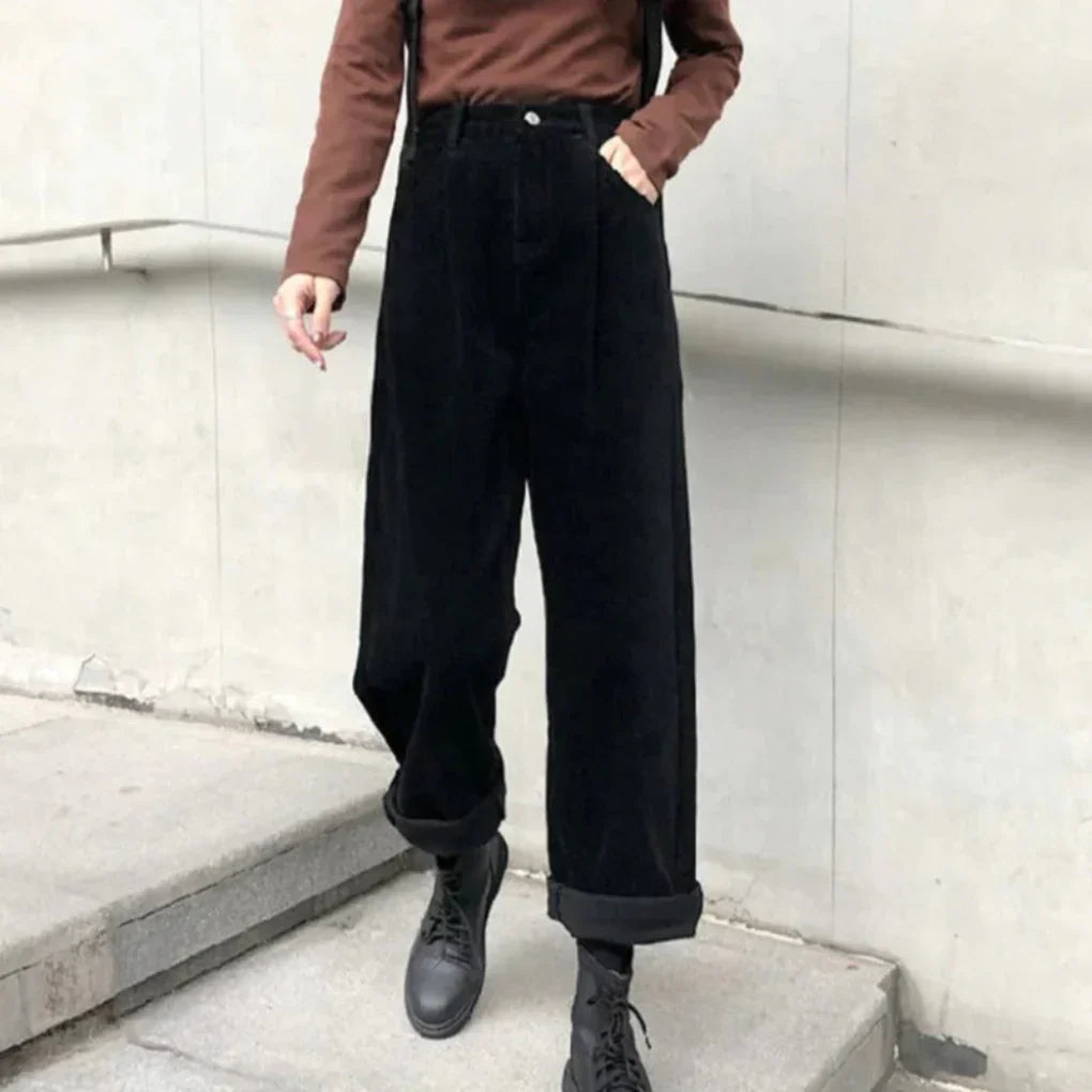 Women's Corduroy Pants Rich Texture Casual Brown