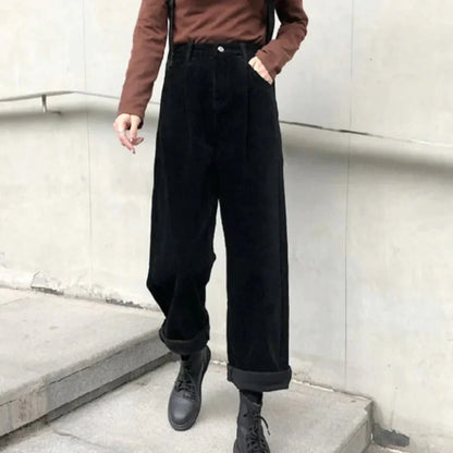 Women's Corduroy Pants Rich Texture Casual Brown