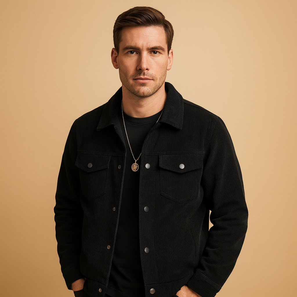 Men’s corduroy jacket with a relaxed fit and timeless design, suitable for everyday wear, leisure, and casual occasions across seasons.