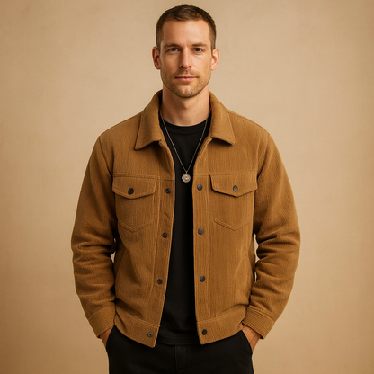 Casual Mens Corduroy Coat - VibreMode