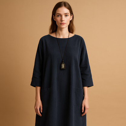 Women’s corduroy knee length summer dress with short sleeves and comfortable fit, perfect for warm days, casual outings, and everyday summer wear.