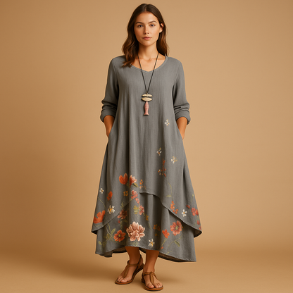Women’s breathable cotton A-line dress with minimalist design and flattering fit, ideal for office wear, daily outfits and formal occasions.