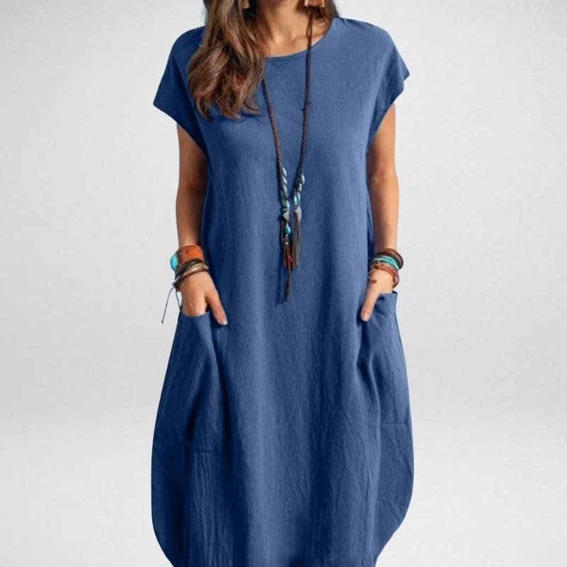 Women's Relaxed Fit Midi T-Shirt Dress - VibreMode