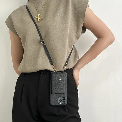 Leather Crossbody Phone Case With Card Holder And Keychain