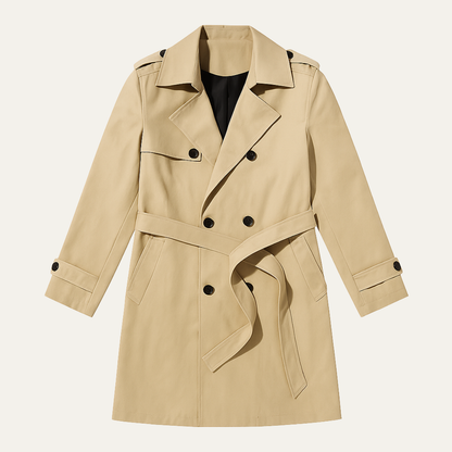 Men's Double Breasted Trench Coat Waterproof Long - VibreMode