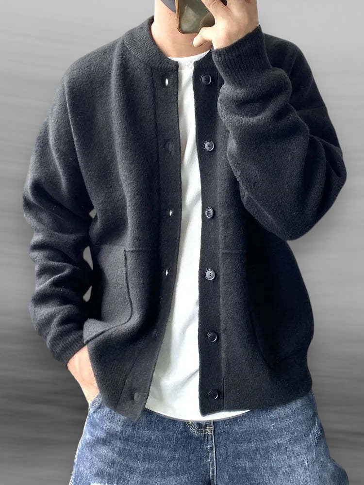 Men's Casual Knit Cardigan Sweater Lightweight Gray - VibreMode