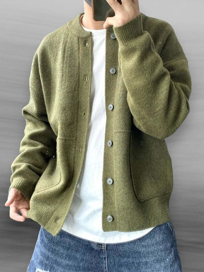 Men's Casual Knit Cardigan Sweater Lightweight Gray