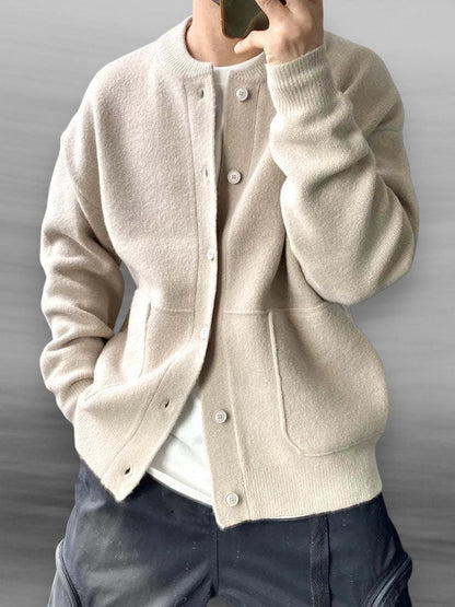 Men's Casual Knit Cardigan Sweater Lightweight Gray