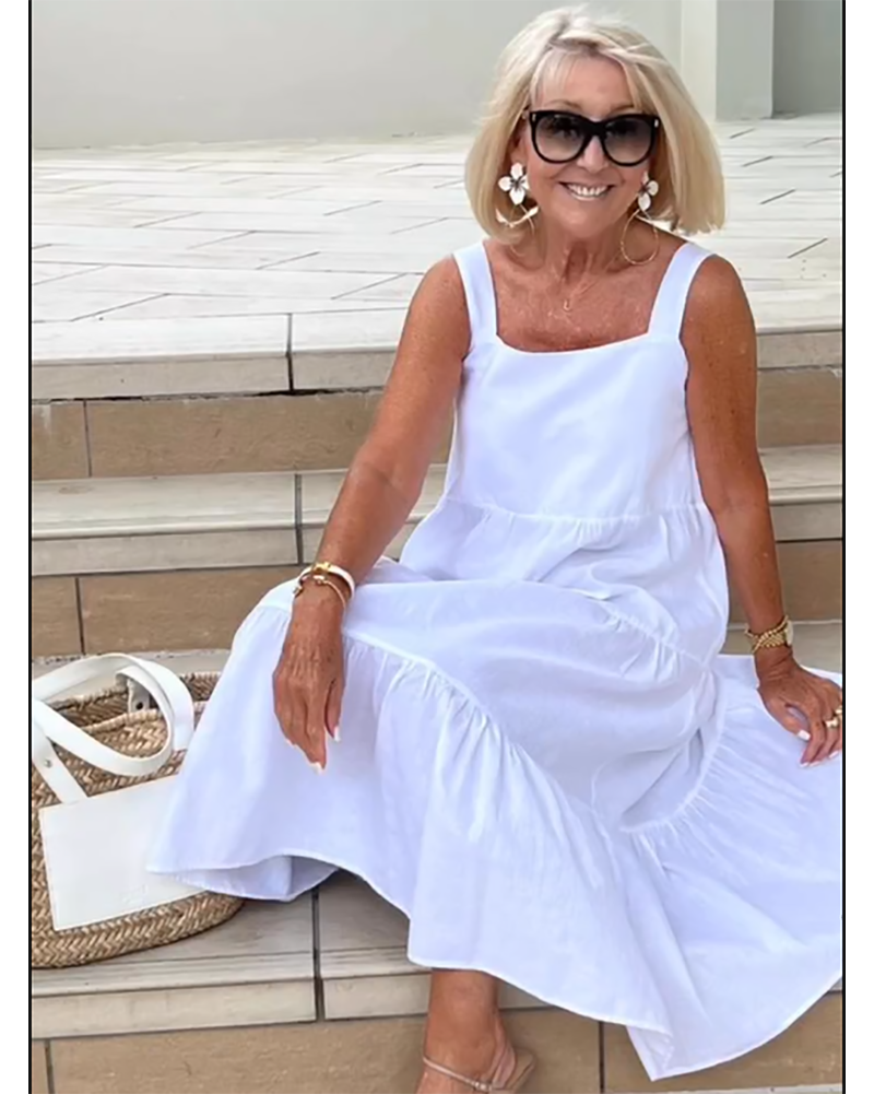 Layered Cotton Strapless Summer Dress