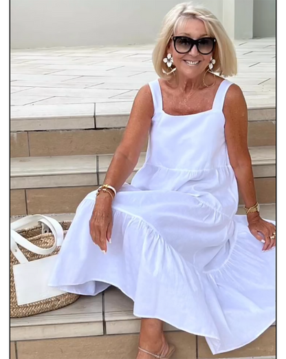 Layered Cotton Strapless Summer Dress