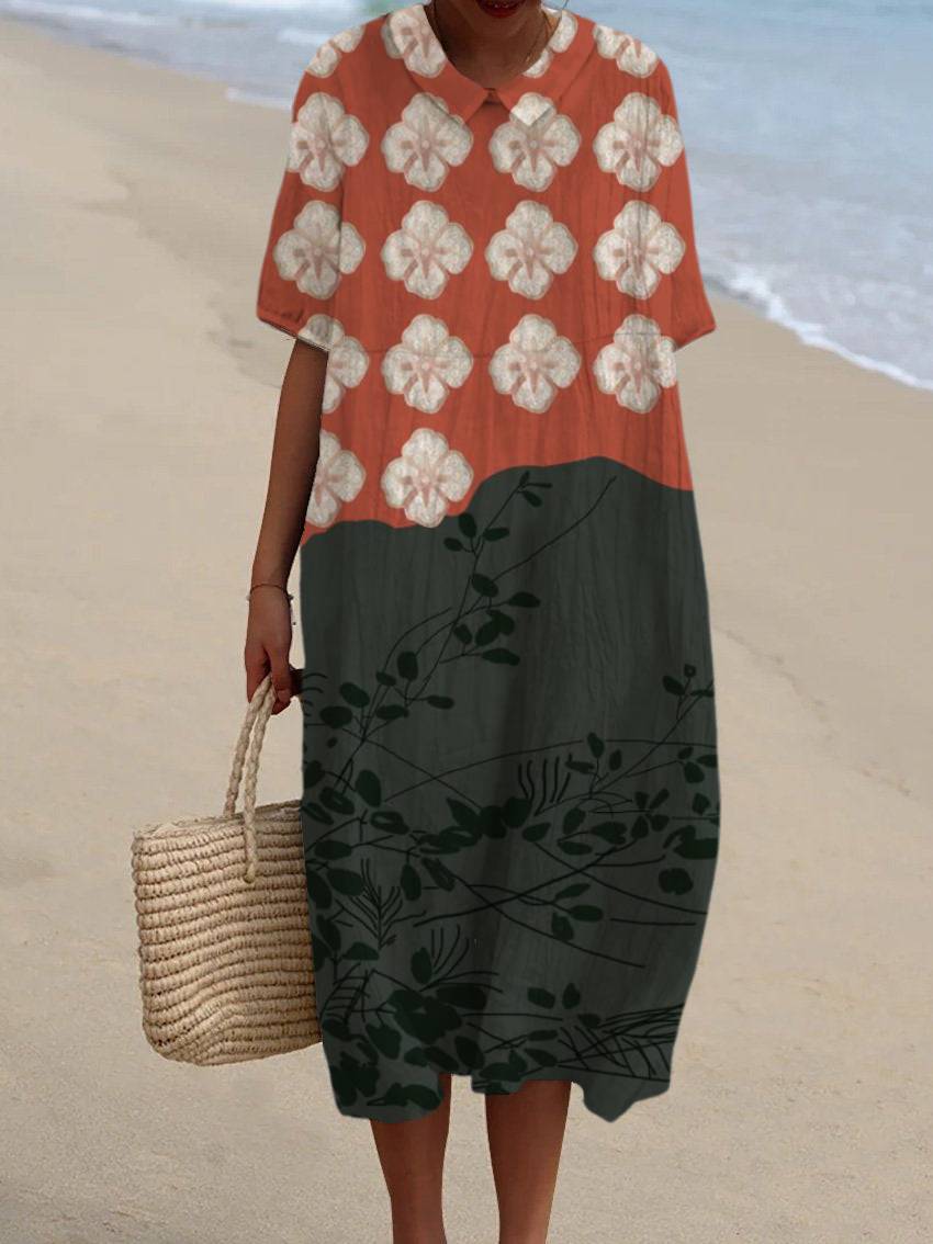 Simple Linen V Neck Summer Dress for Women