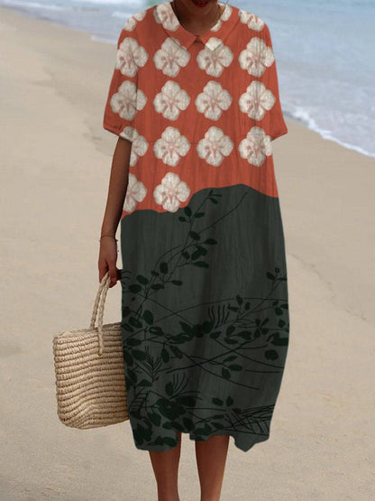 Simple Linen V Neck Summer Dress for Women