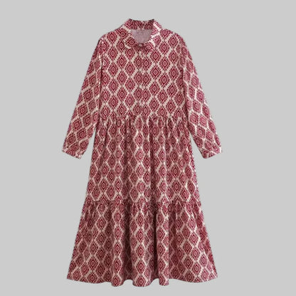 Women's Geometric Long Sleeve Dress