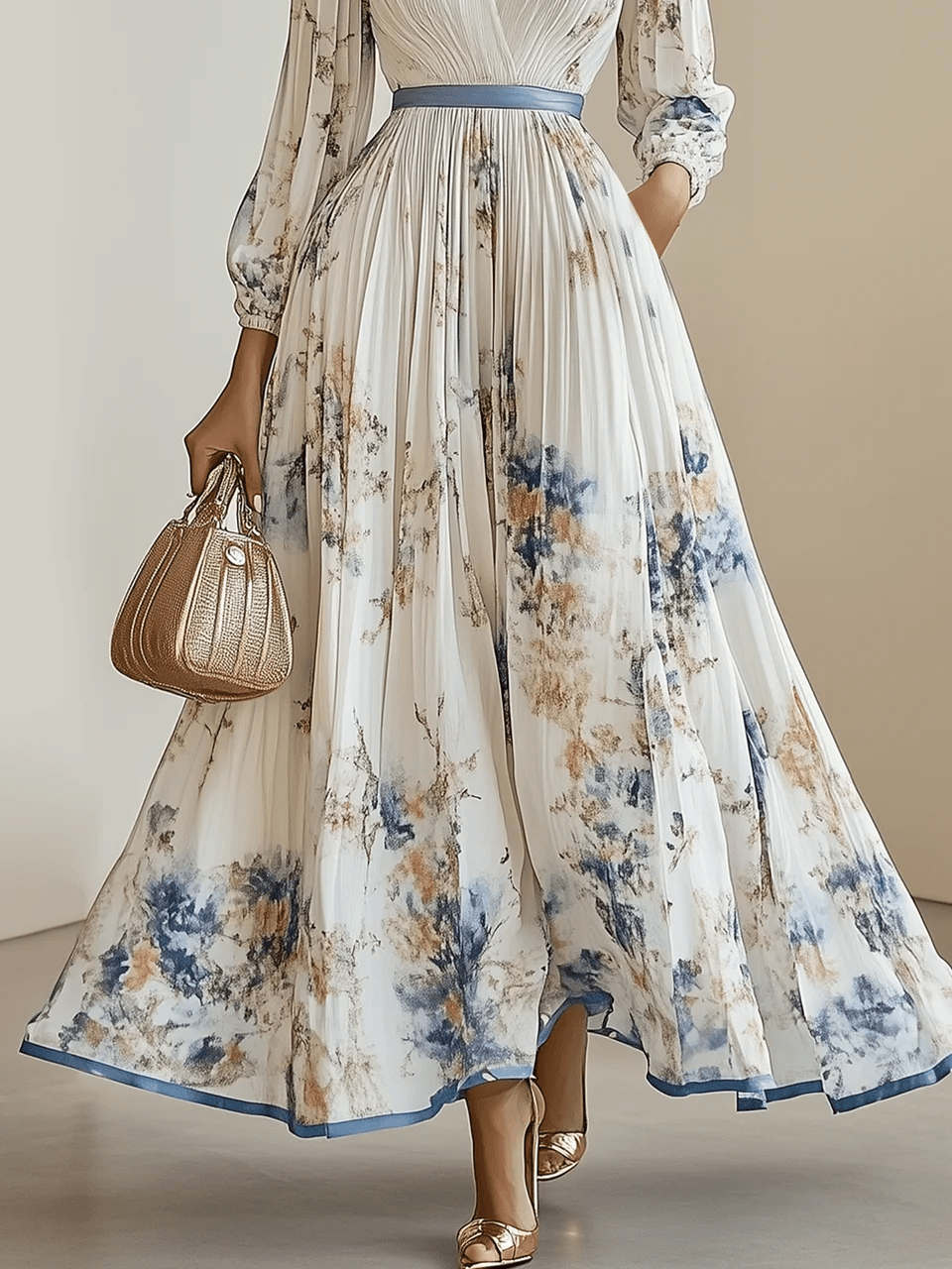 Elegant Floral Long Sleeve Maxi Dress for Women
