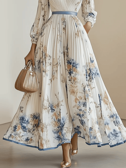 Elegant Floral Long Sleeve Maxi Dress for Women