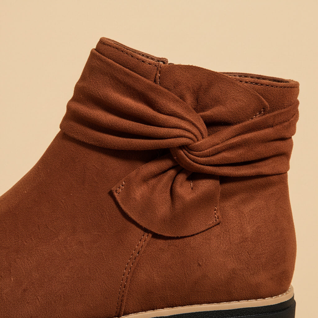 Soft Suede Ankle Boots with Bows