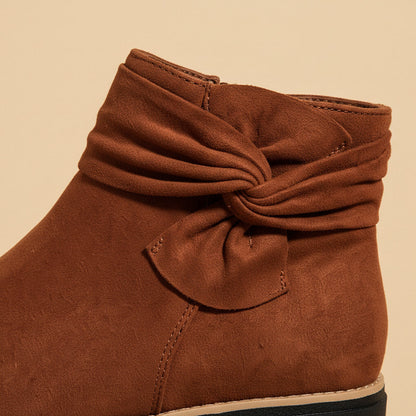 Soft Suede Ankle Boots with Bows