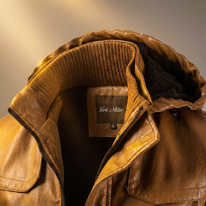 Classic Biker Leather Hoodie Jacket