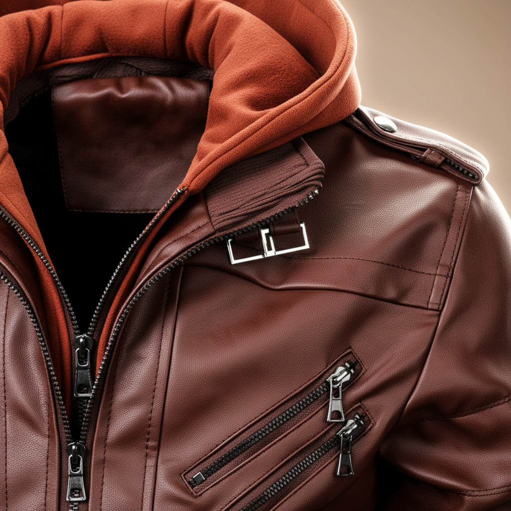 Classic Faux Leather Hoodie Jacket