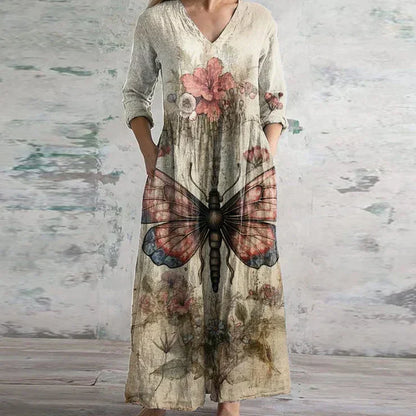 Women's Maxi Dress Patchwork Panels