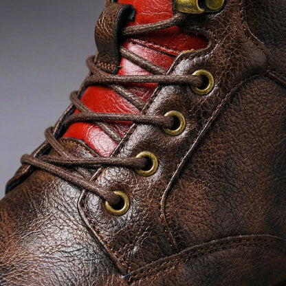 Brown Black Leather Ankle Boots