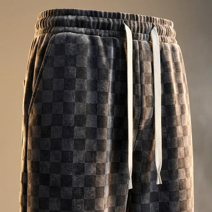 Soft Plaid Corduroy Jogger Pants