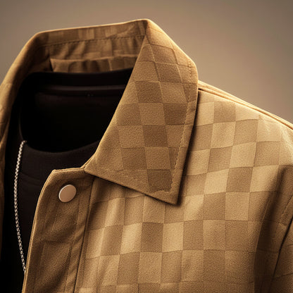 Plaid Faux Suede Leather Jacket
