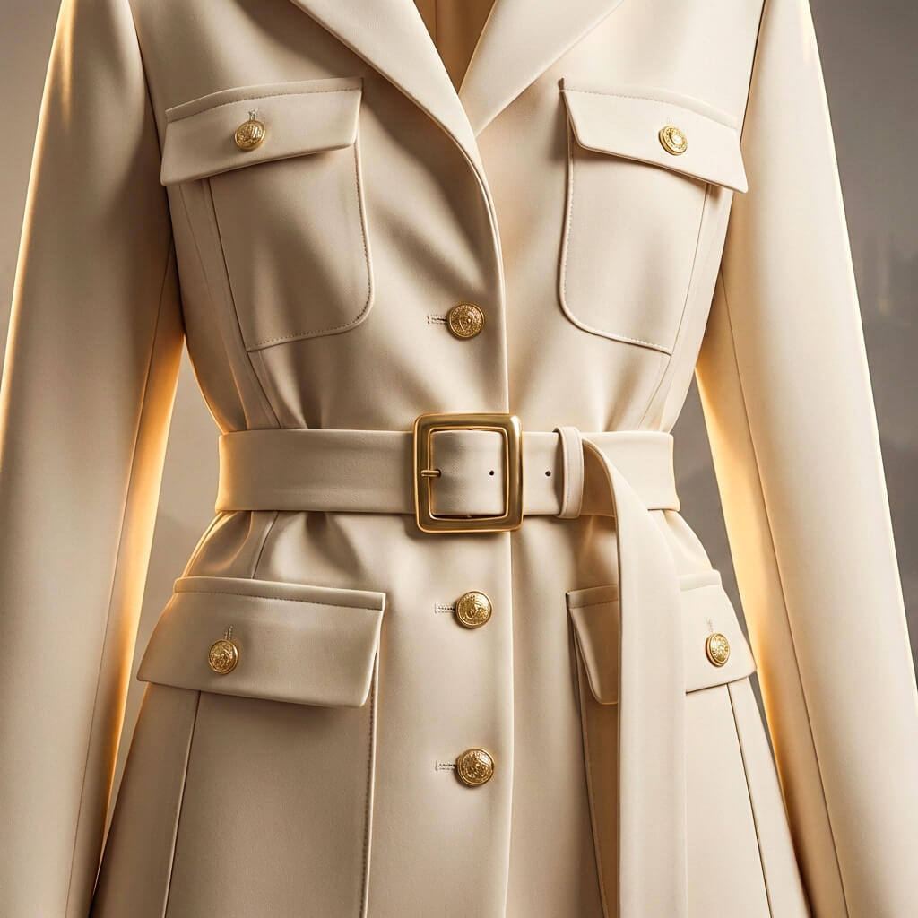 Fashion Belted Wool Jacket
