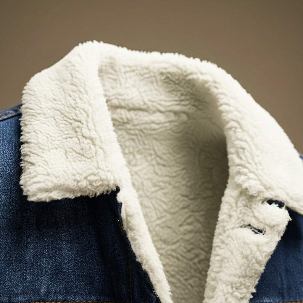 Faux Fur Lined Casual Denim Jacket