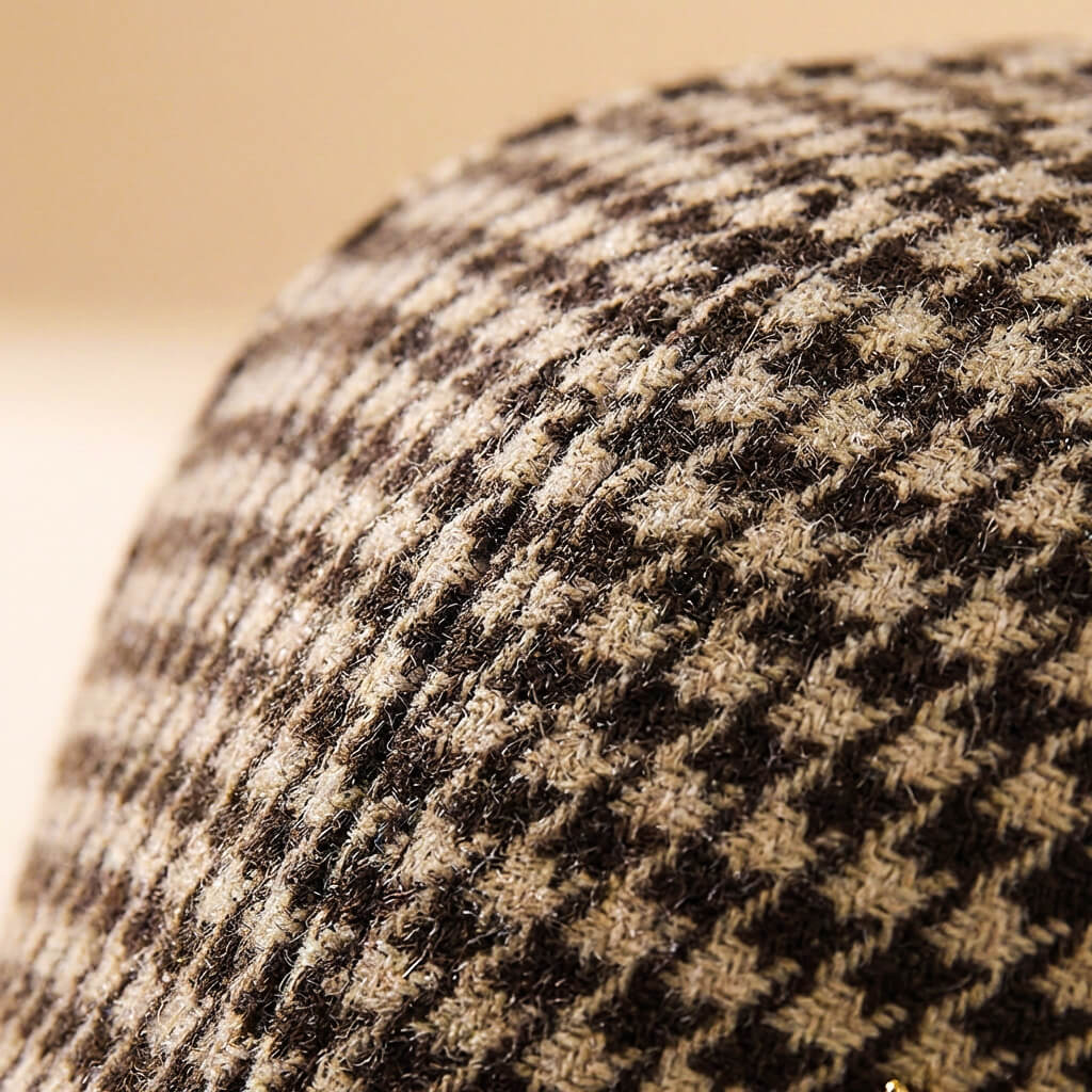 Warm Houndstooth Beanie Hat