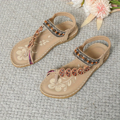 Chic Ladies Beaded Flat Sandals
