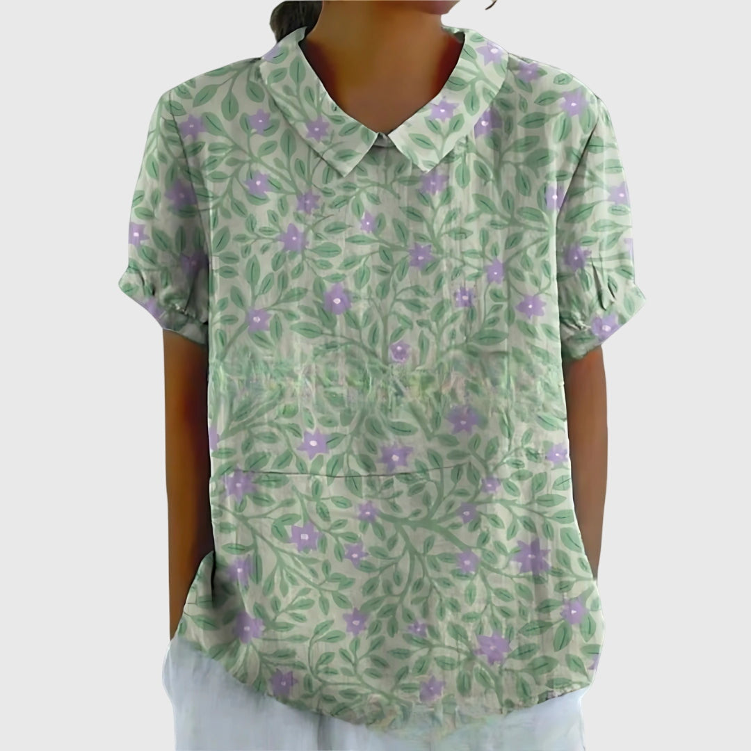 Pretty Floral Short Sleeve Women's Blouse