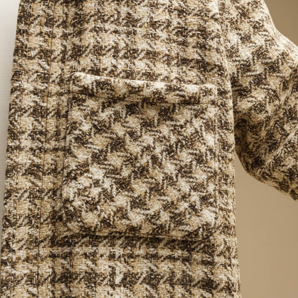 Classic Houndstooth Wool Coat