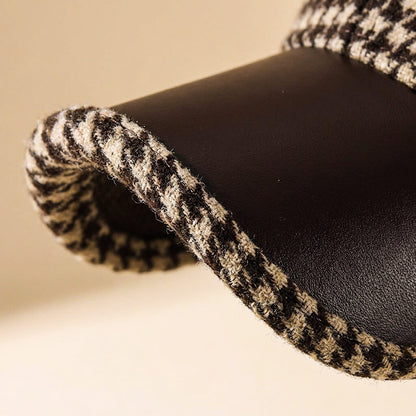 Warm Houndstooth Beanie Hat