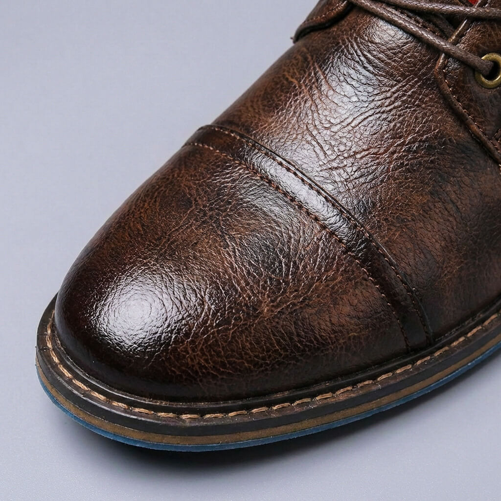 Brown Black Leather Ankle Boots