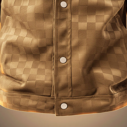 Plaid Faux Suede Leather Jacket