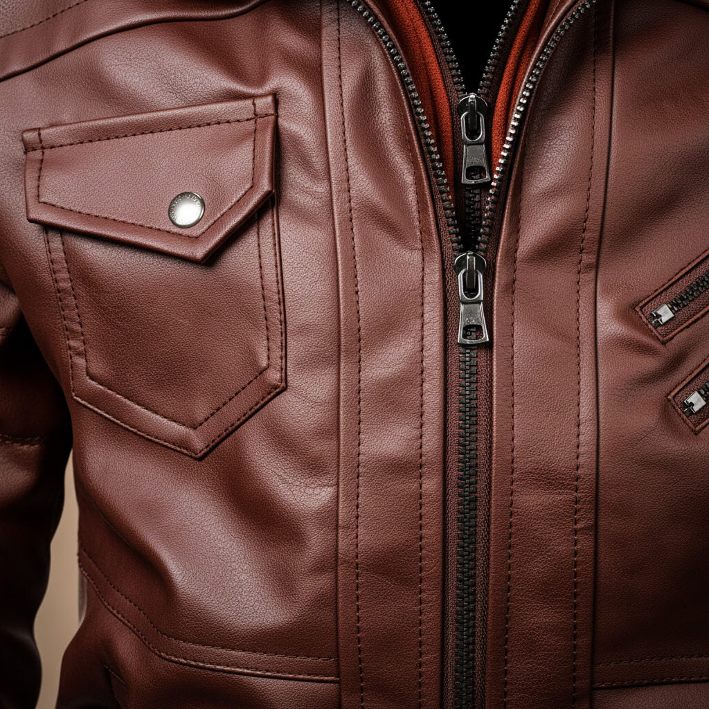 Classic Faux Leather Hoodie Jacket