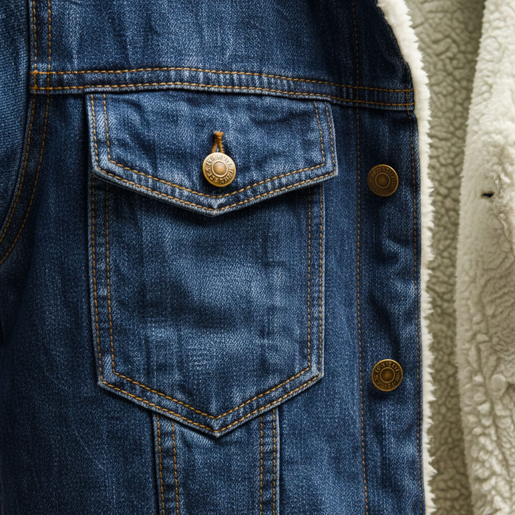 Faux Fur Lined Casual Denim Jacket
