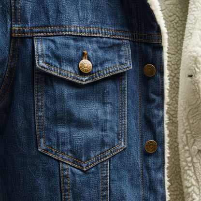 Faux Fur Lined Casual Denim Jacket