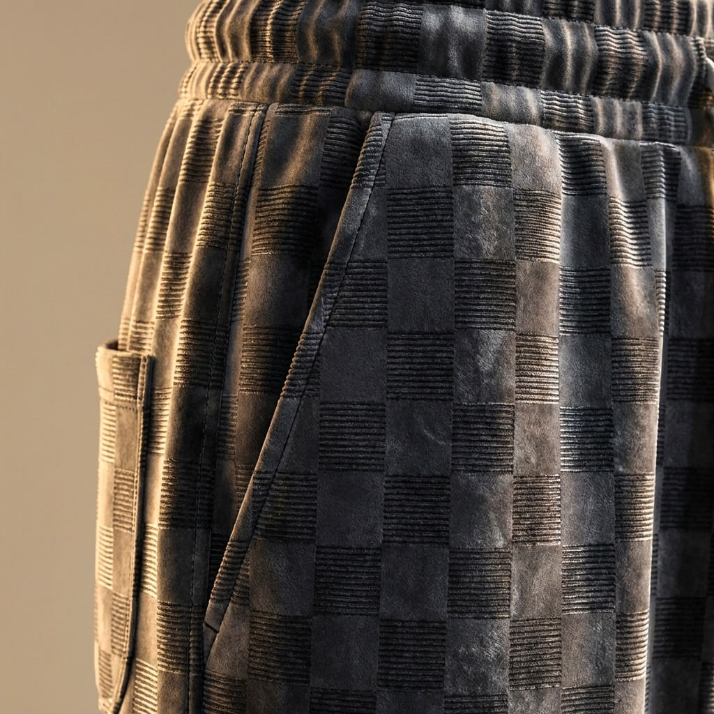 Soft Plaid Corduroy Jogger Pants
